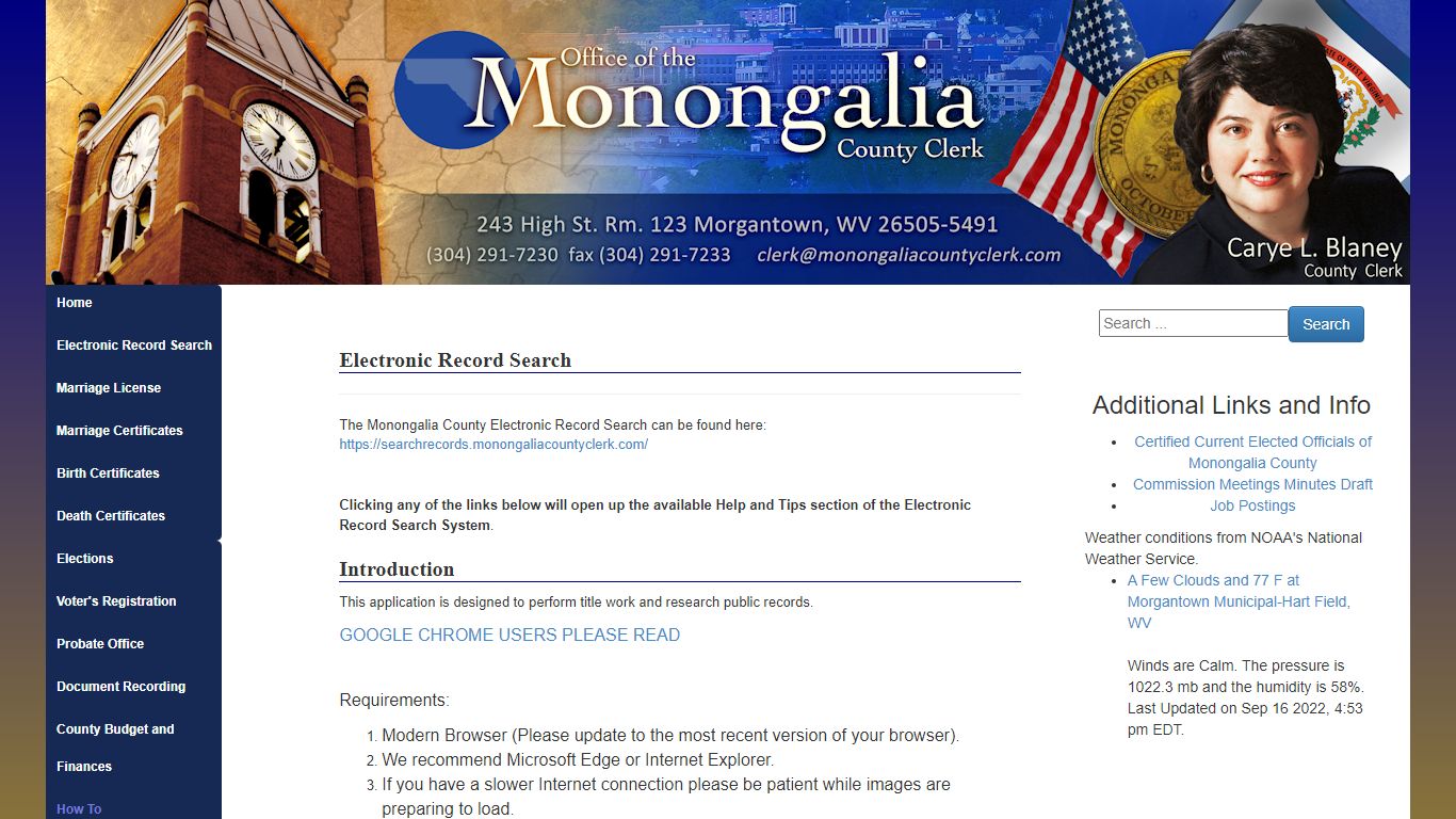 Electronic Record Search - Monongalia County Clerk